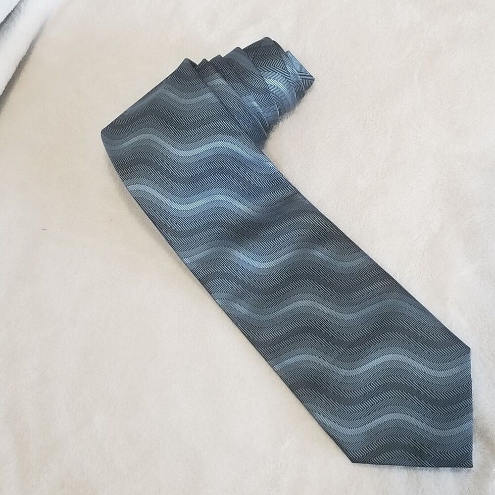 LORENZO MEN'S TIE 100% SILK MADE IN ITALY BLUE HAND MADE